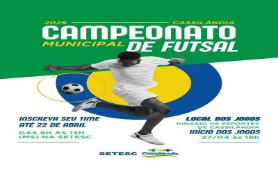 Imagem da notícia Inscrições para Campeonato Municipal de Futsal seguem abertas até amanhã em Cassilândia